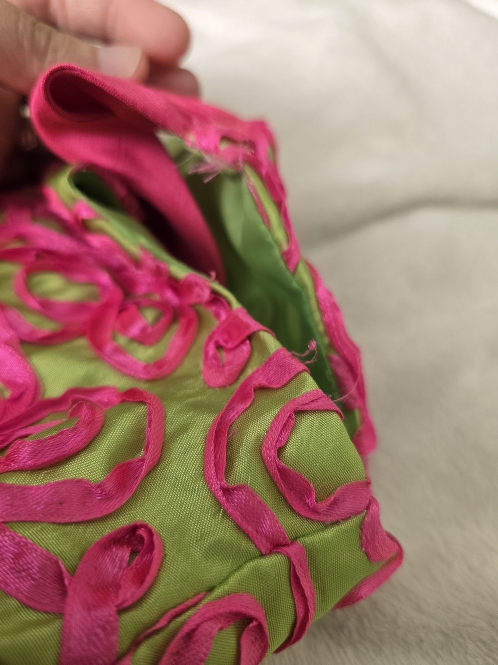 Rare Editions Vintage Y2K Lime Green & Pink Bow Party Dress - Picture 9 of 10